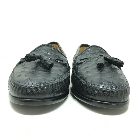 NEW Zelli Loafers Shoes Size 12 Black Full Ostrich main image 6